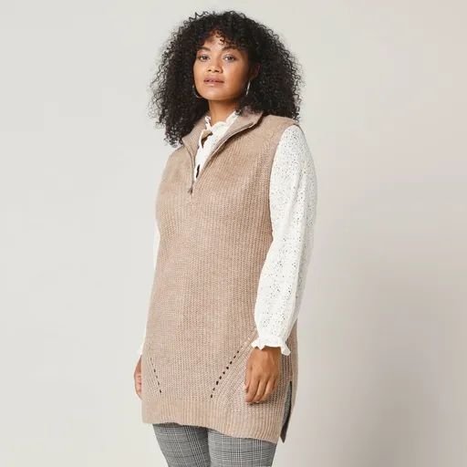 Vestă-tunică cu guler ridicat și fermoar