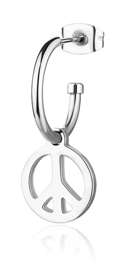 S'Agapõ Cercel single din oțel cu simbolul păcii Smile SSM022