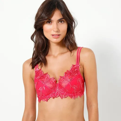 Set de 2 sutiene din dantelă și tul brodat, cu arcuri