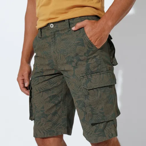 Bermude cu buzunare și imprimeu frunză