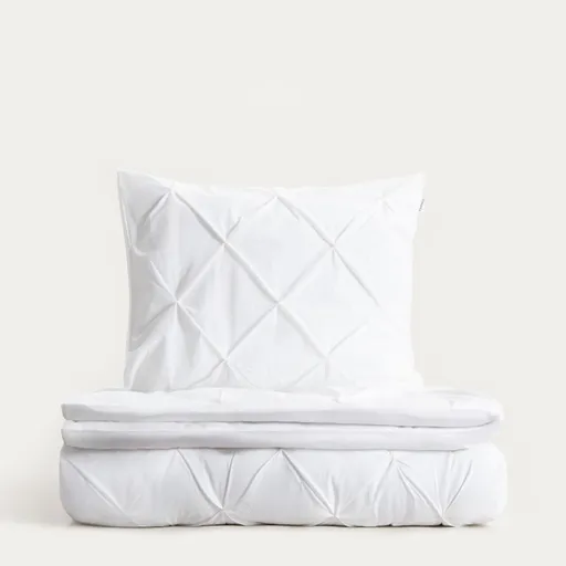 Lenjerie de pat King Size, Aurea, Homla, 200x220 cm, 3 piese, bumbac, alb