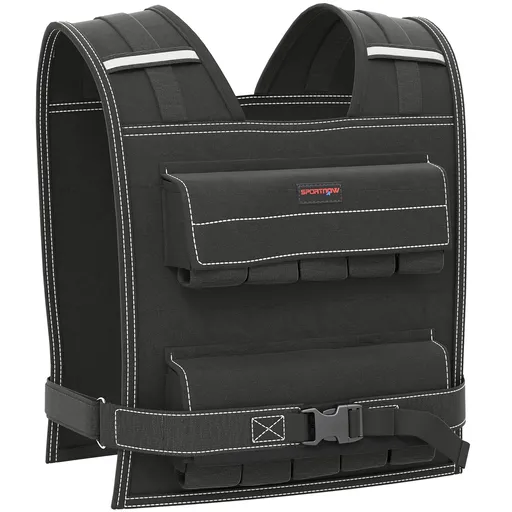 SPORTNOW Vestă cu Greutăți Reglabilă 20kg cu 20 de Greutăți, Vestă cu Benzi Reflectorizante, Potrivire Strânsă pentru Antrenament Acasă, Alergare și F